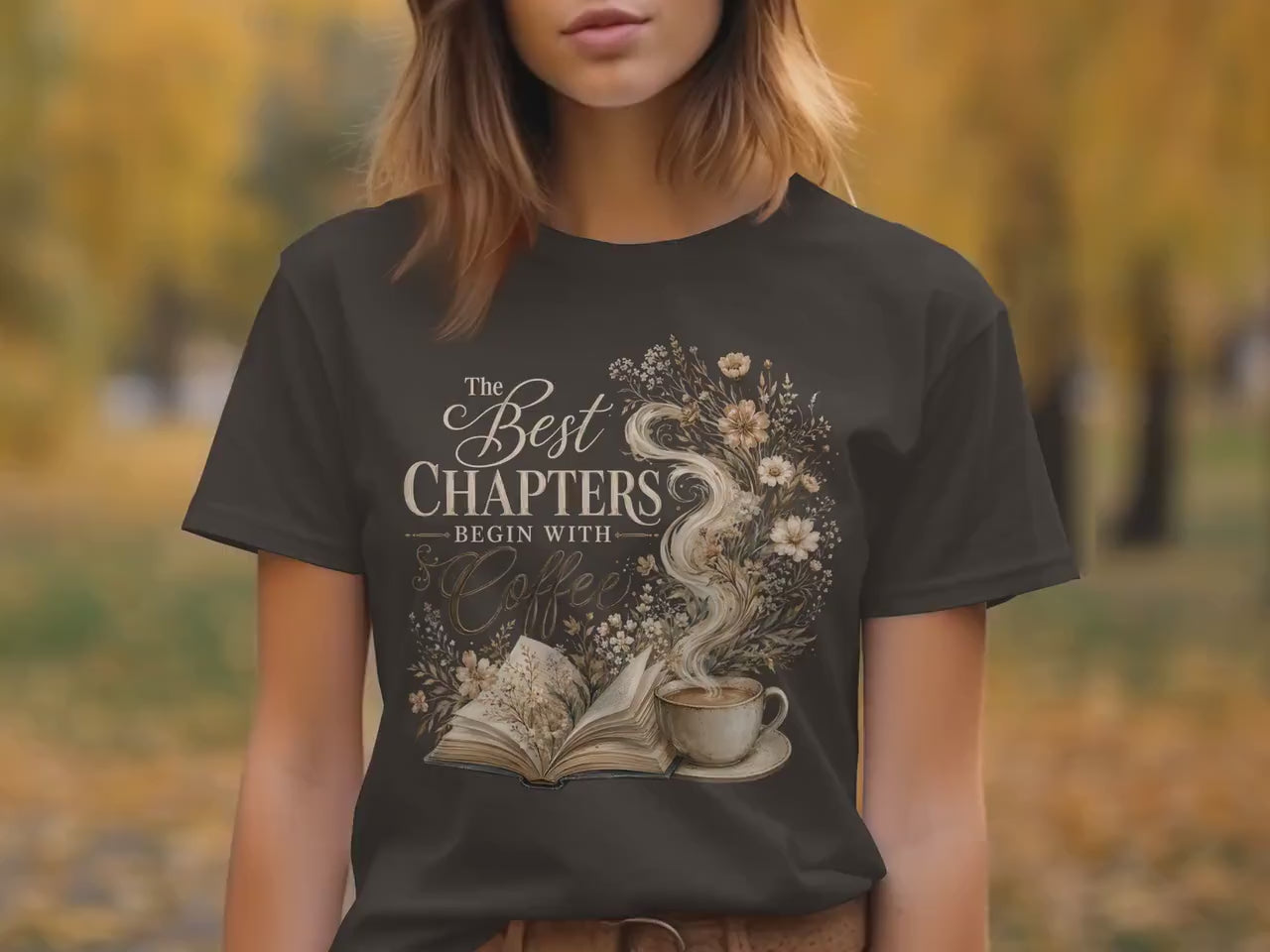 Book Lover Shirt | Coffee Lover T-Shirt | Best Chapters Begin With Coffee Tee | Reader Gift for Women | Book Club Tee | Bookish Shirt